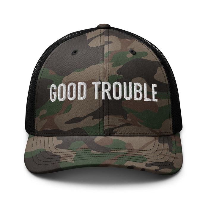 Good Trouble Camo Trucker Mesh Snapback Hat