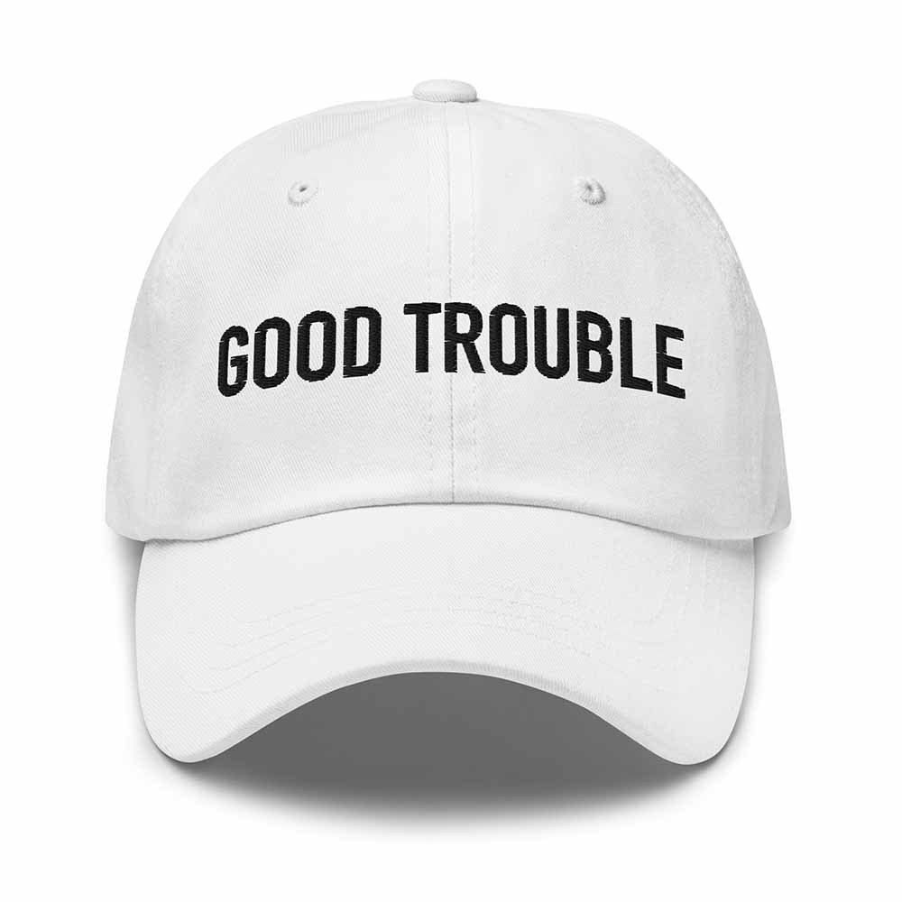 GOOD TROUBLE Trucker Mesh Snapback Hat whtie
