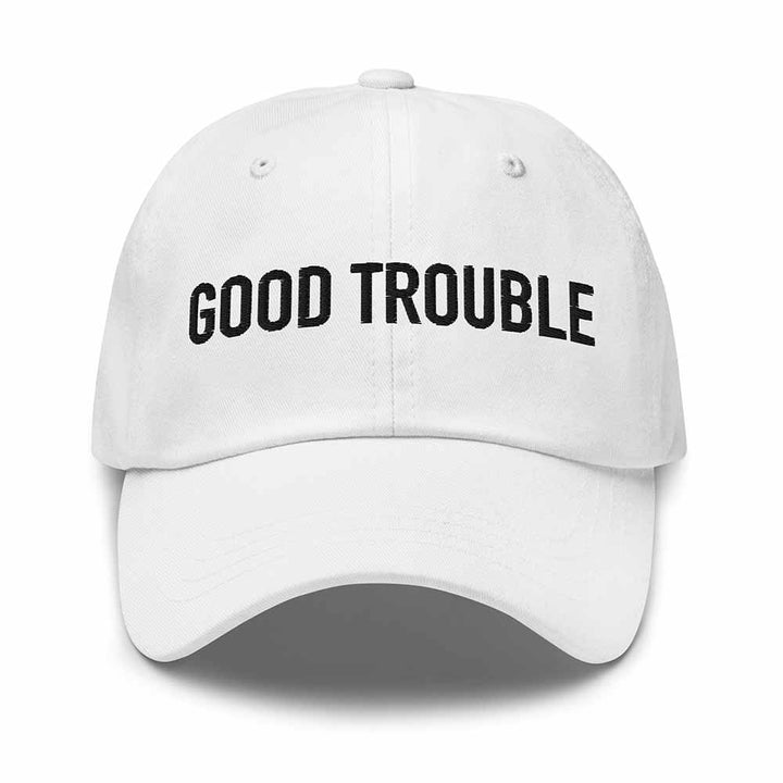 GOOD TROUBLE Trucker Mesh Snapback Hat whtie