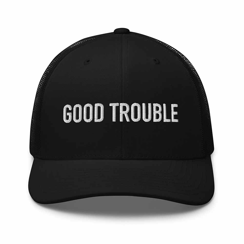 GOOD TROUBLE Trucker Mesh Snapback Hat black