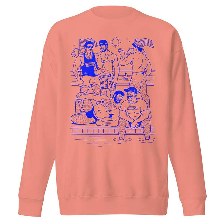 Ptown Boatslip Tea Crew Sweatshirt Royal Print dusty pink