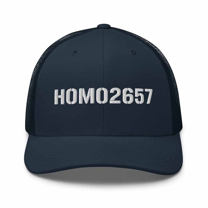 Navy snapback trucker cap with &
