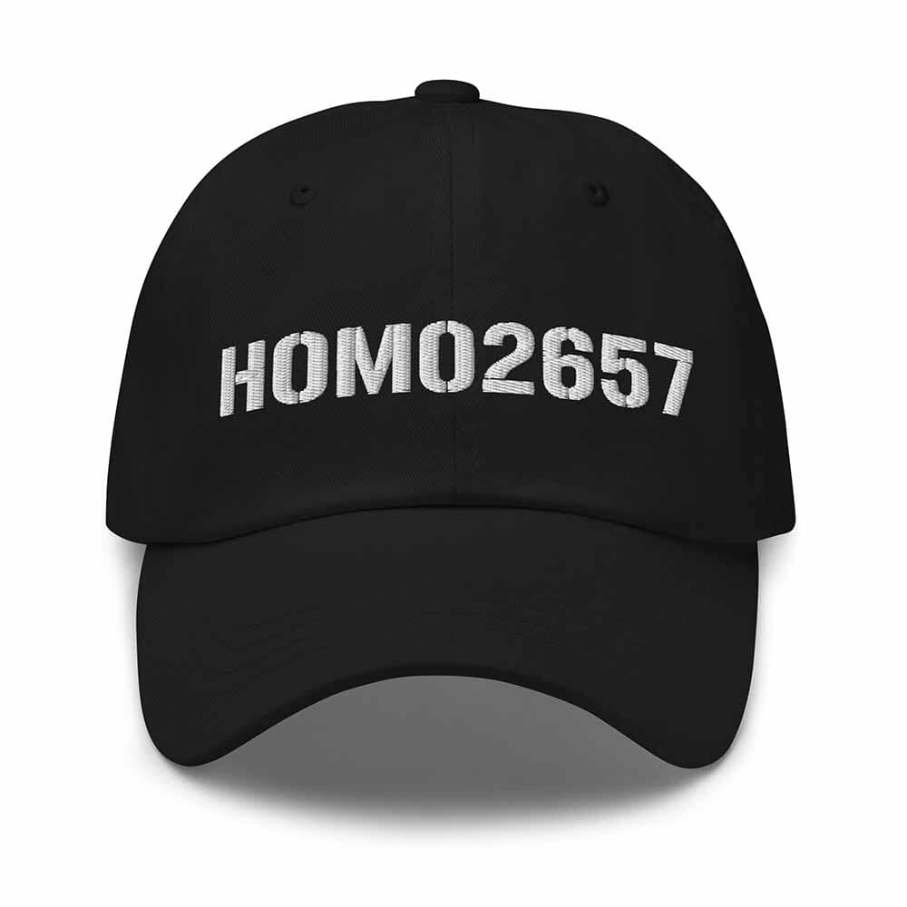 HOMO2657 Twill Dad Hat - White Embroidery on black