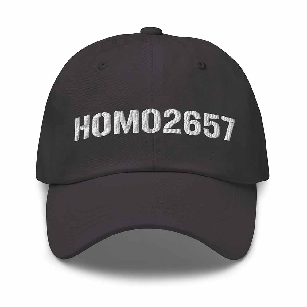 HOMO2657 Twill Dad Hat - White Embroidery on grey