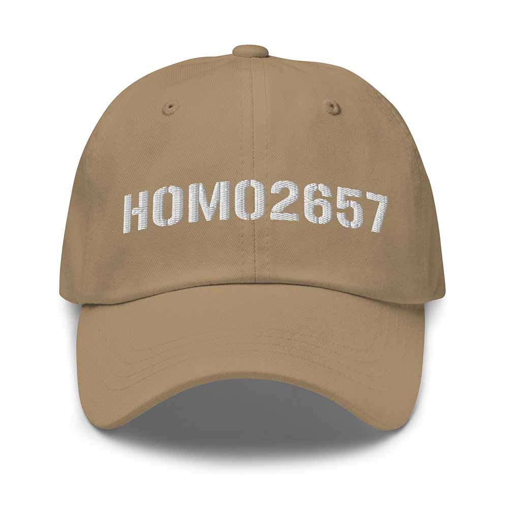 HOMO2657 Twill Dad Hat - White Embroidery on khaki