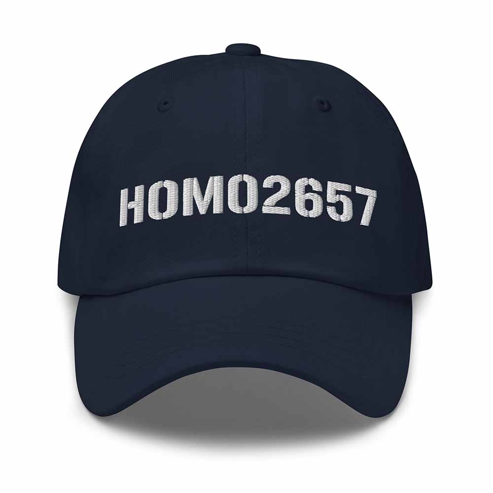 HOMO2657 Twill Dad Hat - White Embroidery on navy