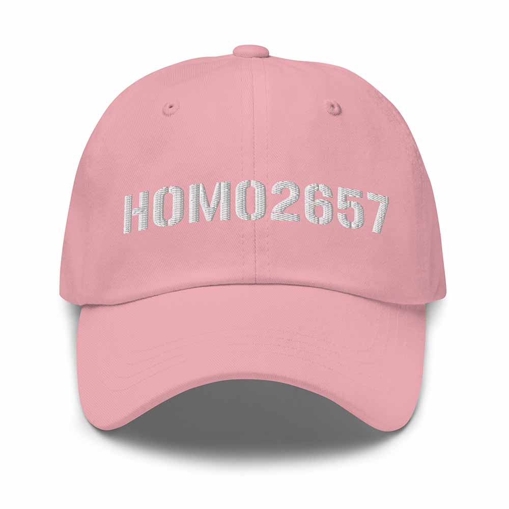 HOMO2657 Twill Dad Hat - White Embroidery on  pink