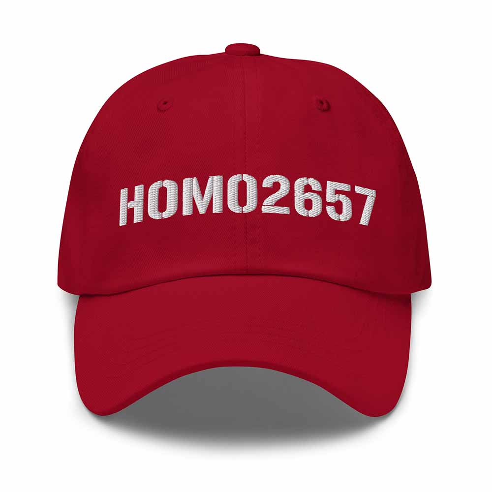 HOMO2657 Twill Dad Hat - White Embroidery on red