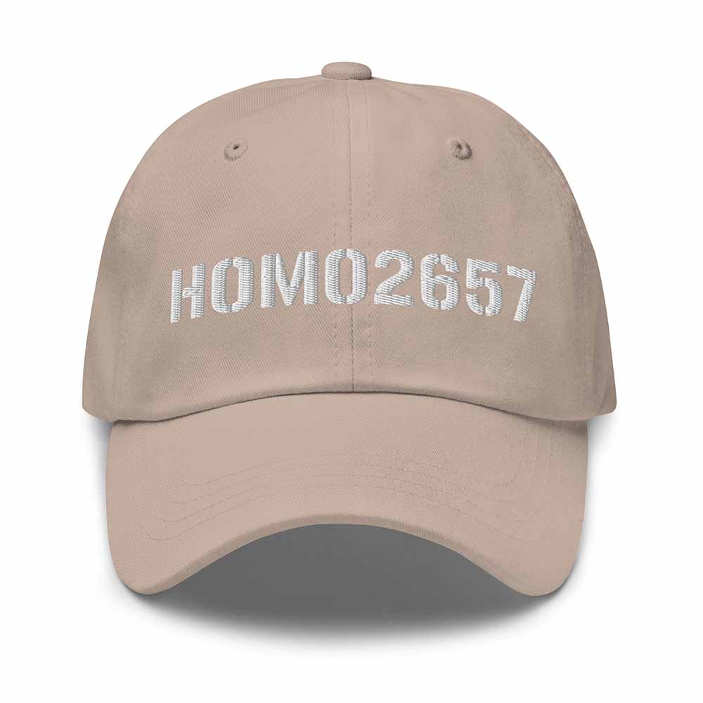 HOMO2657 Twill Dad Hat - White Embroidery on stone