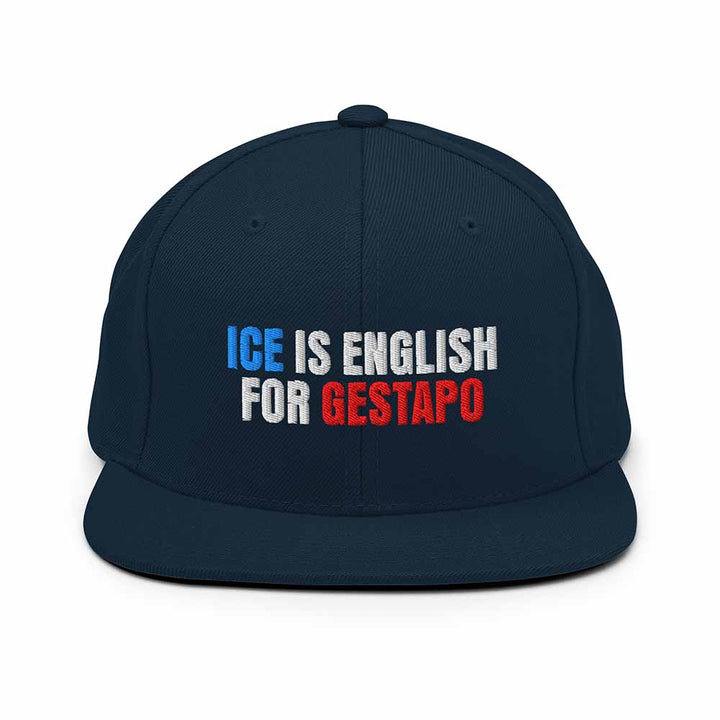 Navy blue cap with text &