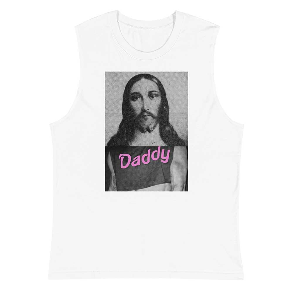 naropinosa jesus daddy sleeveless t-shirt adams nest white