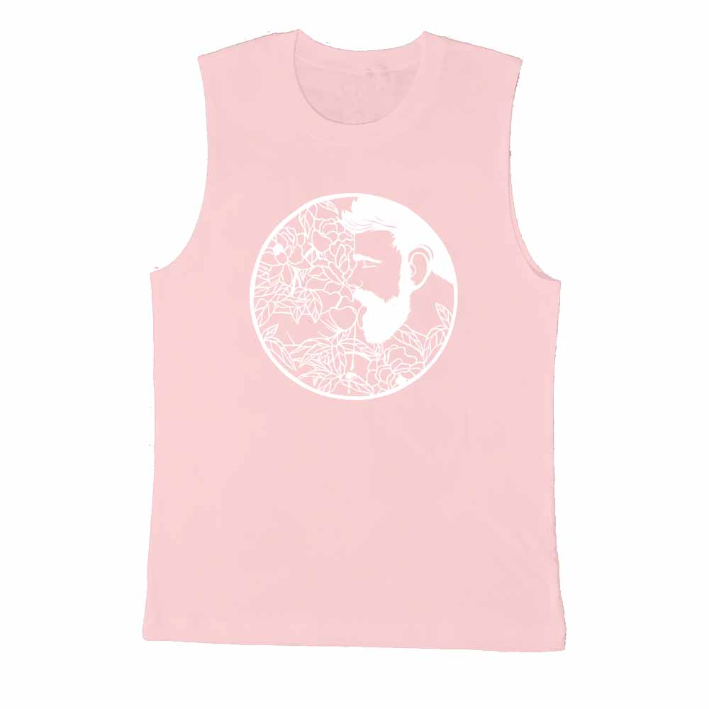 Kinky Needles Bearded Floral Nectar Pink Sleeveless T-Shirt