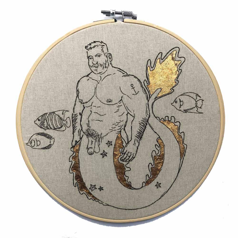 Merman With Gold Tail Embroidery