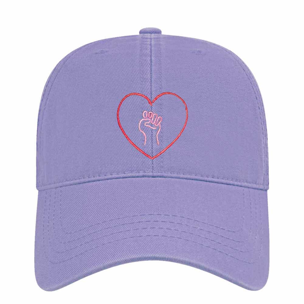 solidarity fist heart lavender dad twill hat