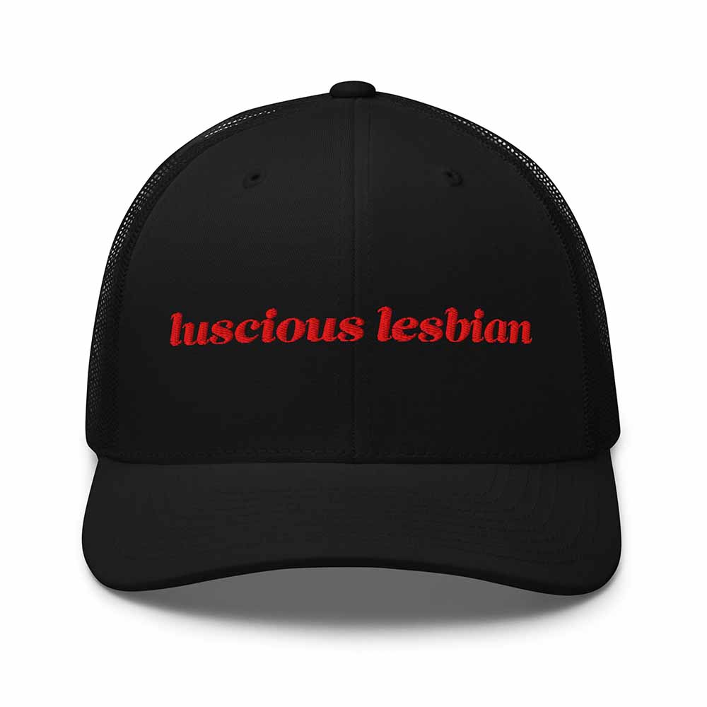 Luscious Lesbian Trucker Snapback Hat mesh trucker black