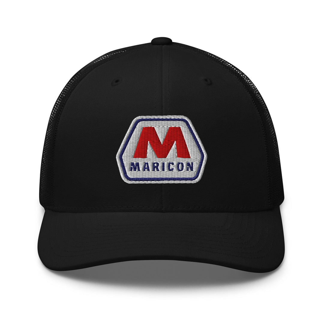 Maricon Retro Trucker Mesh Snapback Solid Black Hat