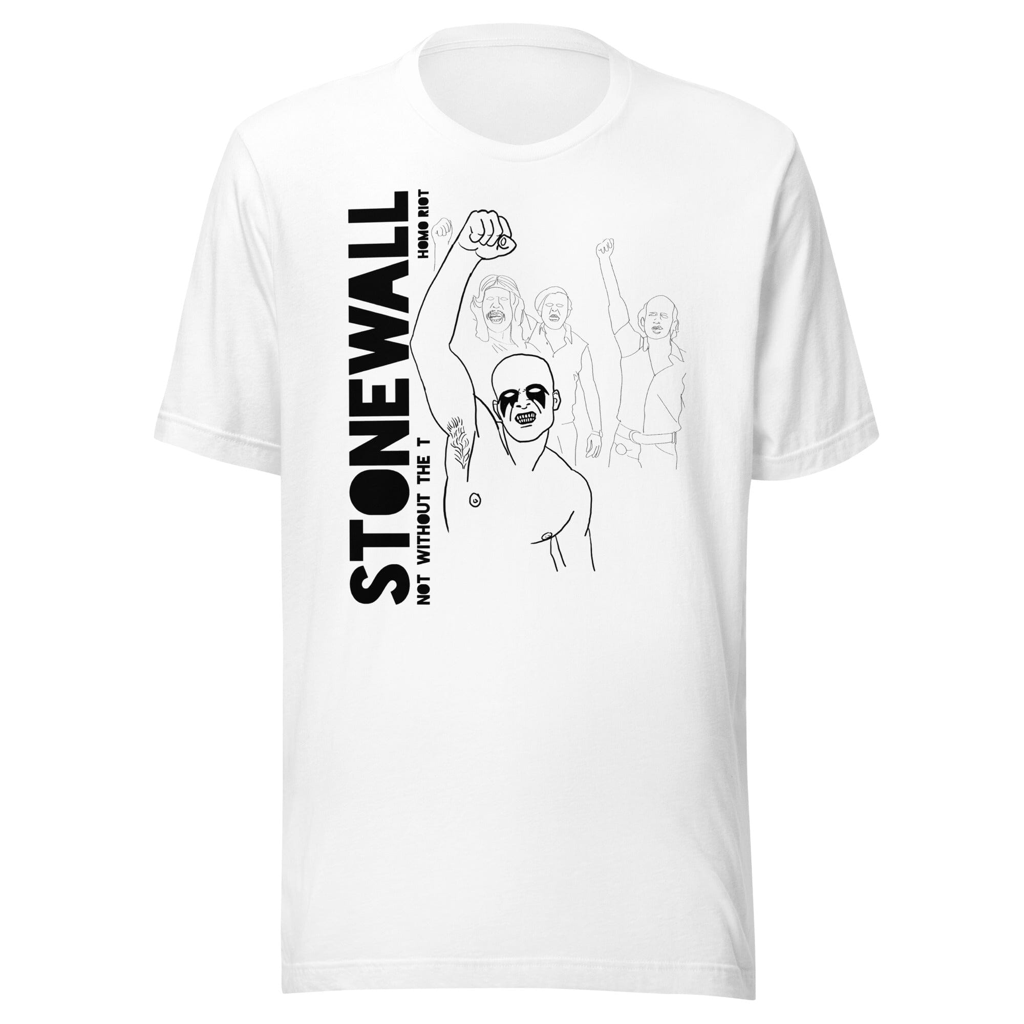 "No Stonewall without the T" HOMO RIOT T-shirt white