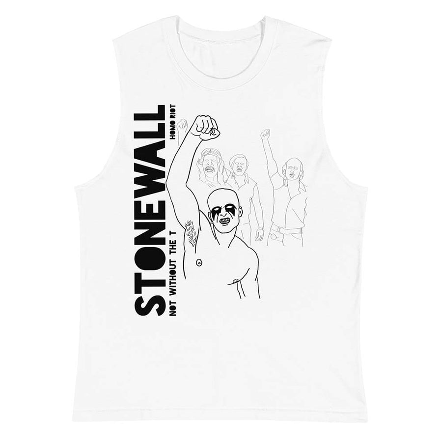 Not without the "T" Sleeveless Tee - Advocates 4 Trans Equality by Homo Riot