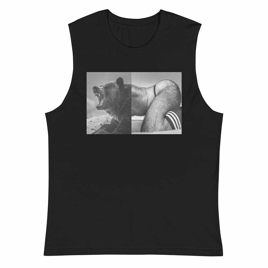 Naro Pinosa Growling Bear Sleeveless T-Shirt by Naro Pinosa
