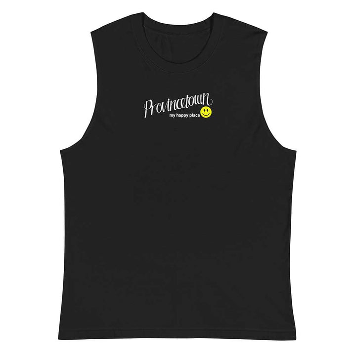 Black sleeveless shirt with &