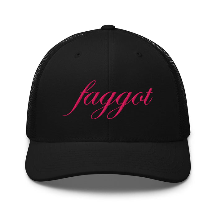 Faggot Script Mesh Trucker Snapback Hat
