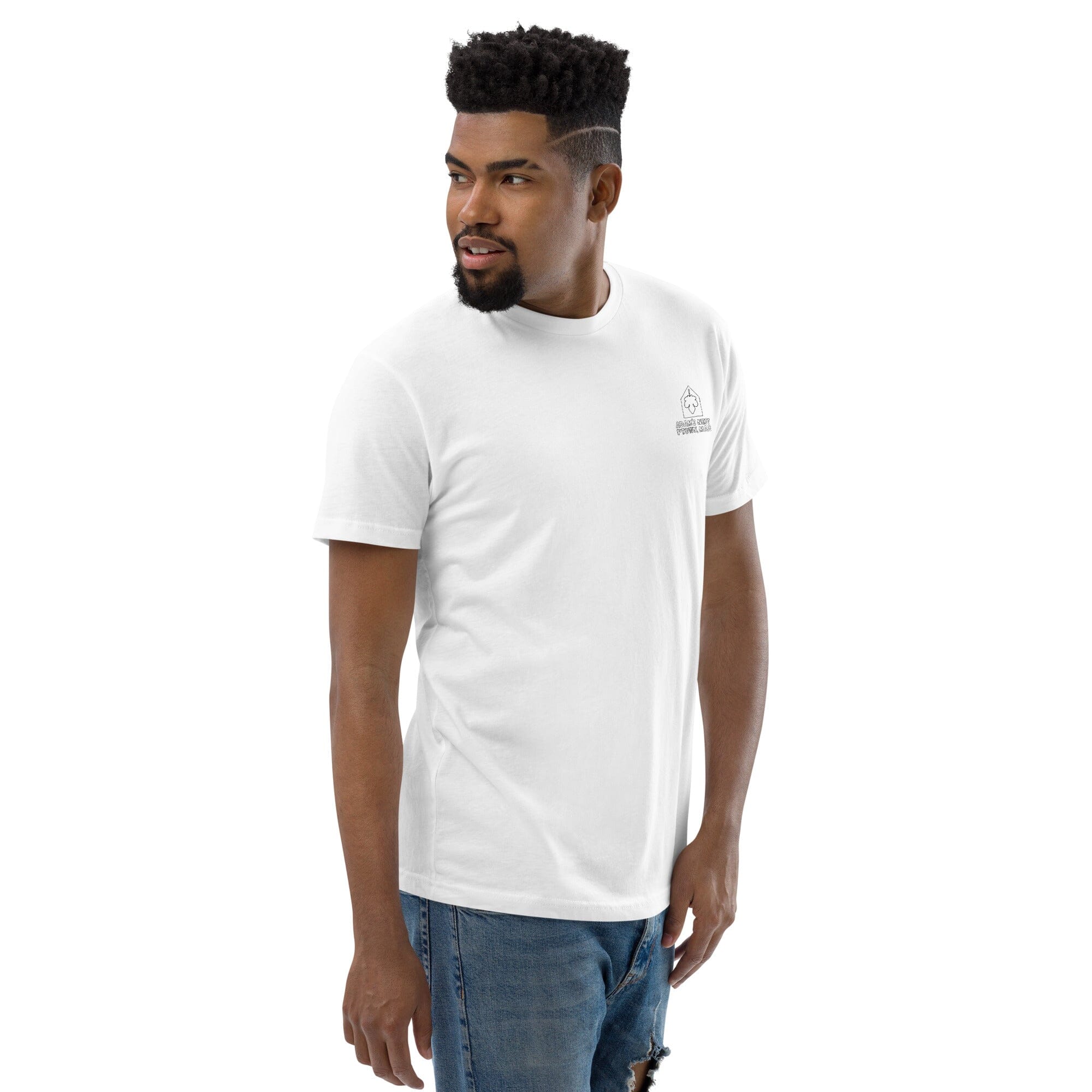 adam's nest ptown chest pocket graphic on white tee