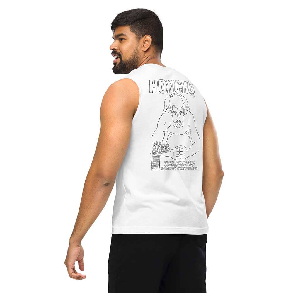 honcho man drawing  white muscle tee