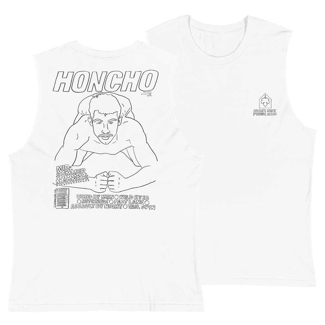 honcho man drawing white muscle tee