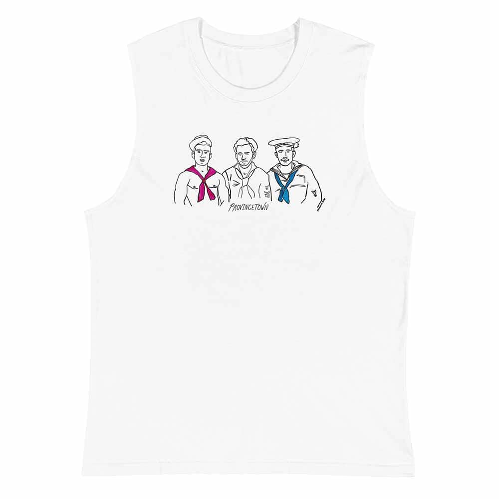 seamen provincetown graphic white muscle tee