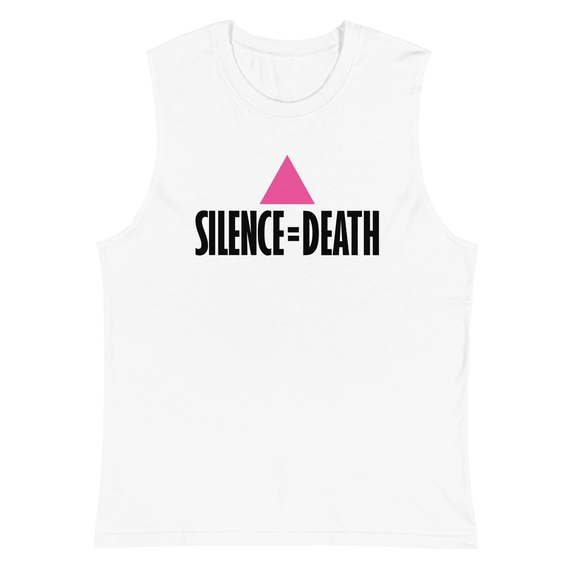 silence equals death white sleeveless t-shirt