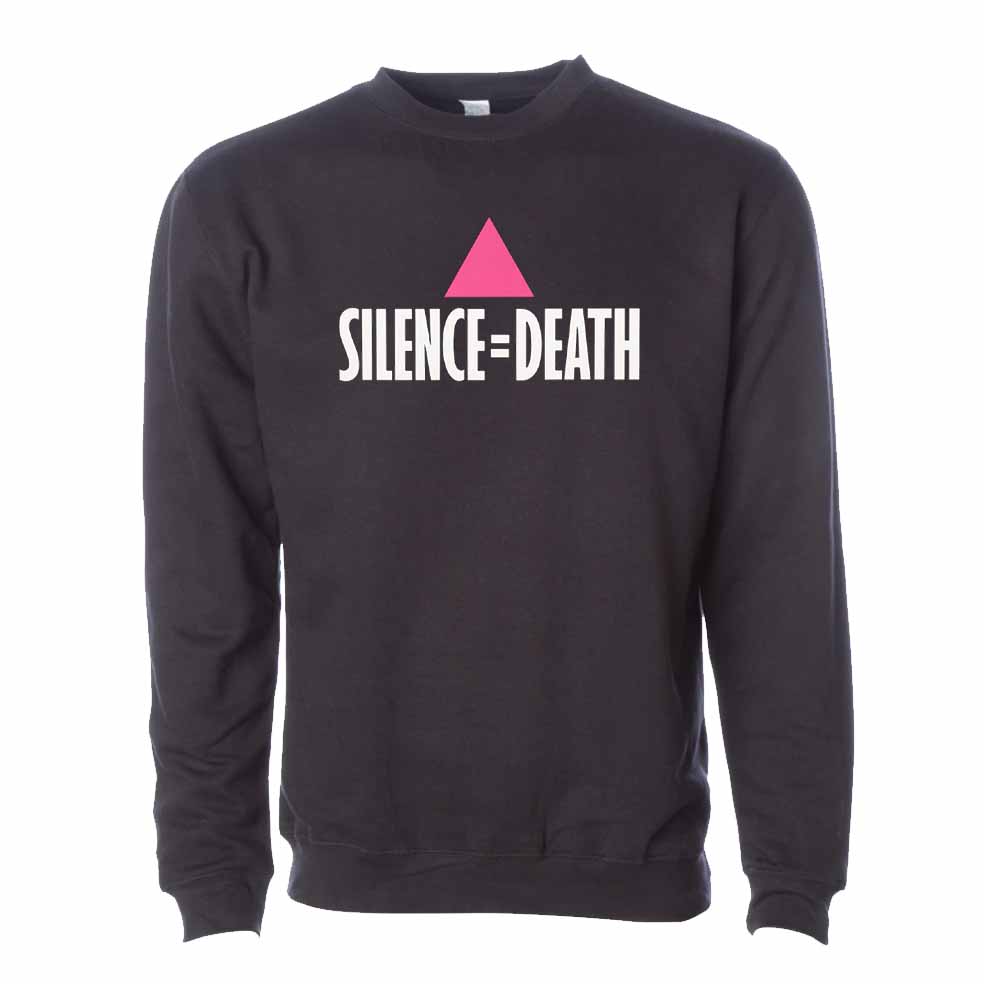 silence equals death black crew sweatshirt