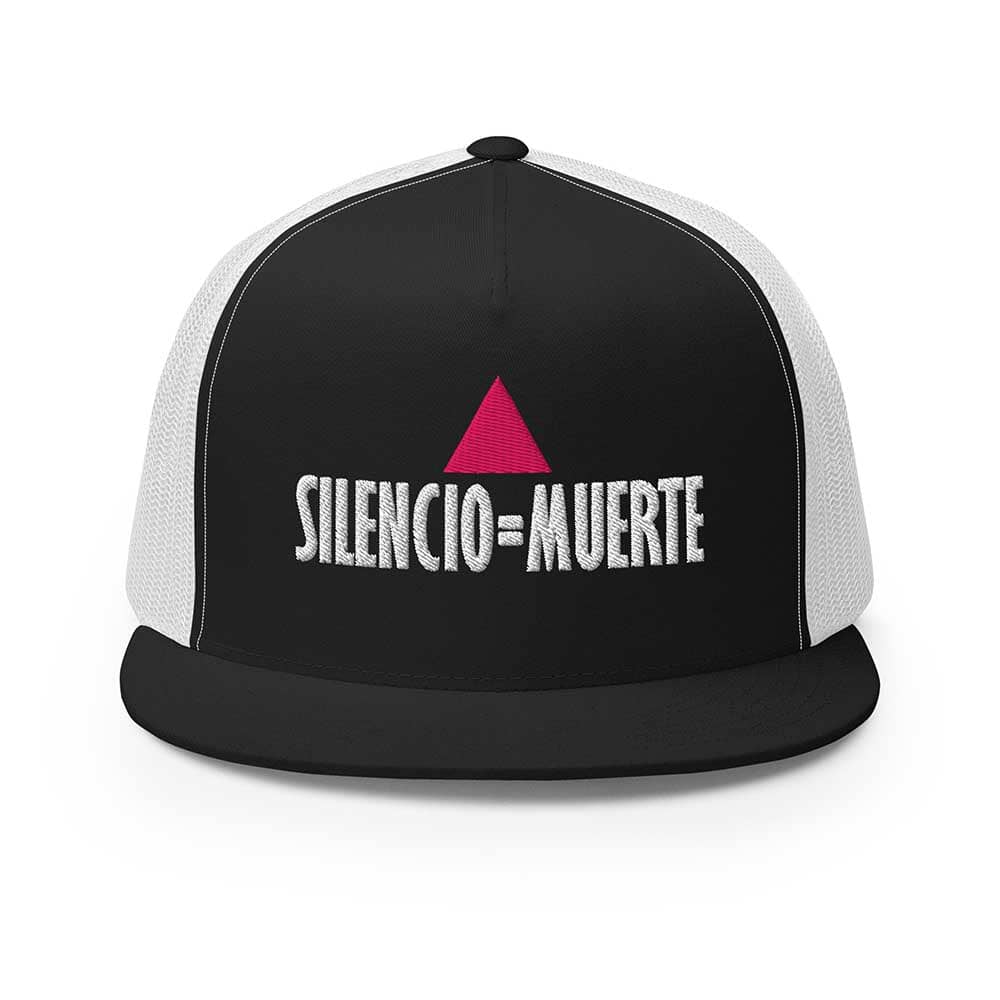 SILENCIO equals Muertehigh-profile 5 Panel Trucker Cap -  black/white