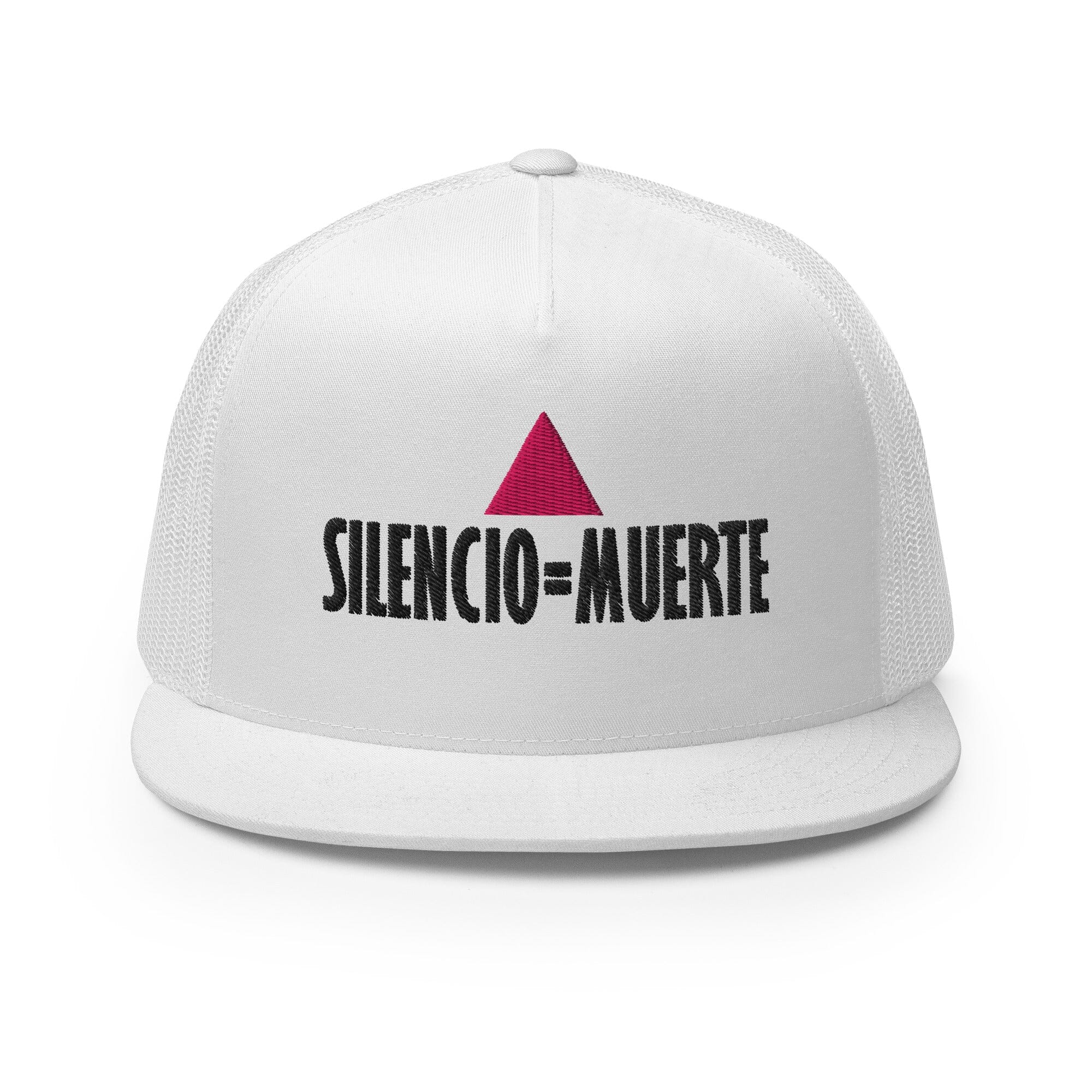 SILENCIO equals Muertehigh-profile 5 Panel Trucker Cap - white