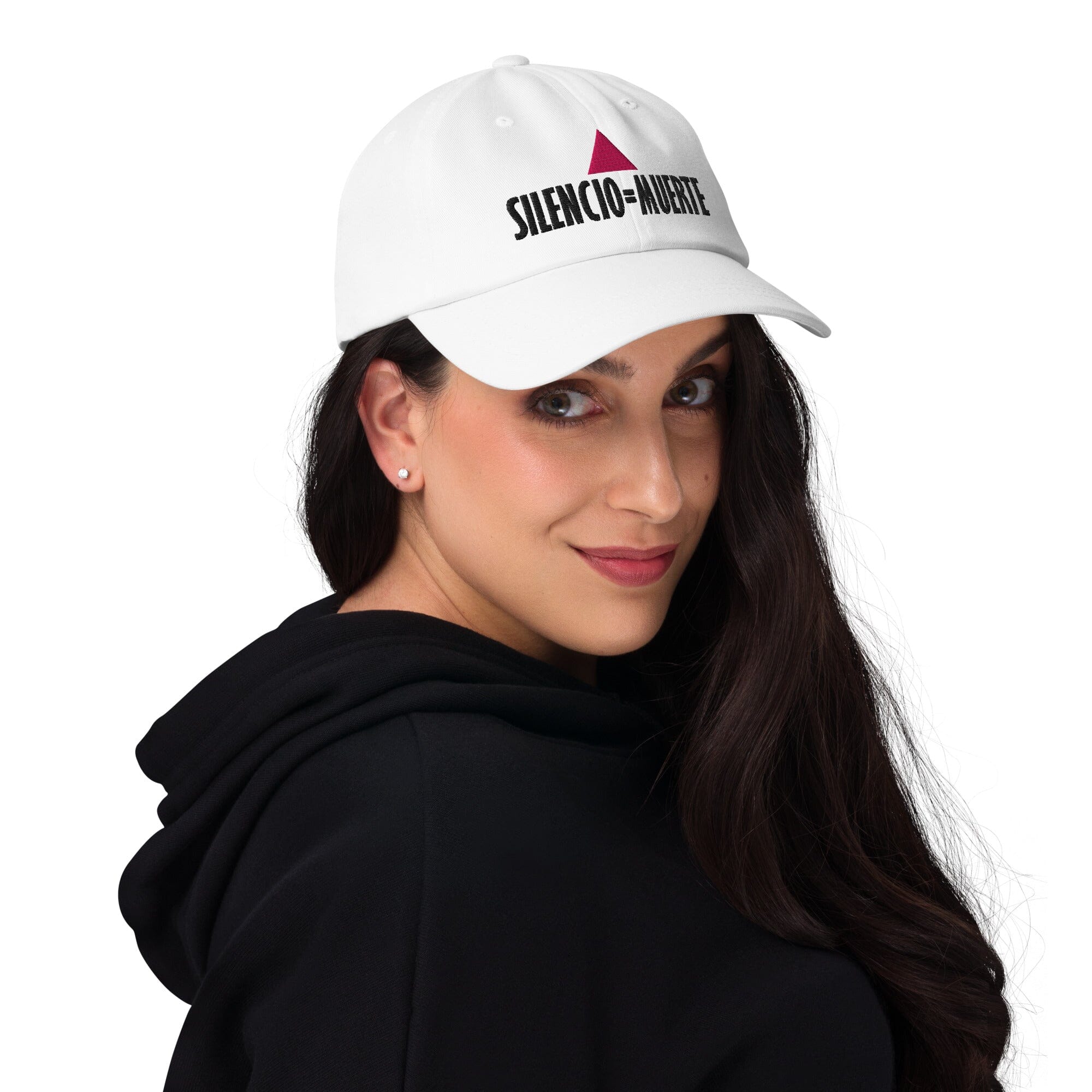 SILENCIO = MUERTE WHITE TWILL DAD HAT on woman