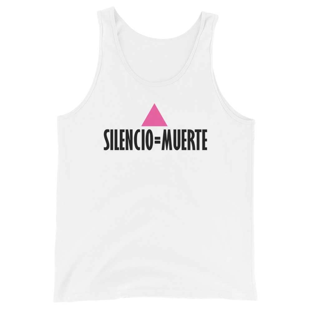 Silencio = Muerte White Tank supporting Ali Forney Center