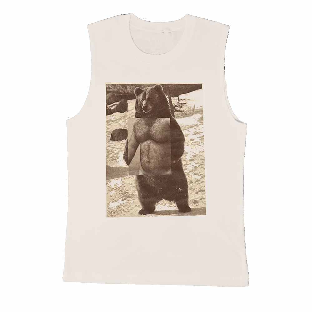 standing brown grizzly bear sleeveless tee