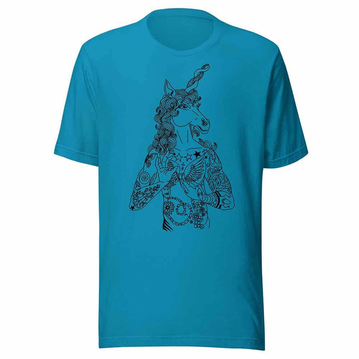 brian kenny unicorn graphic t-shirt aqua