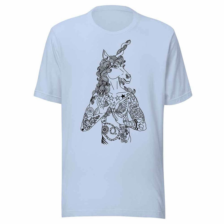 brian kenny unicorn graphic t-shirt light blue