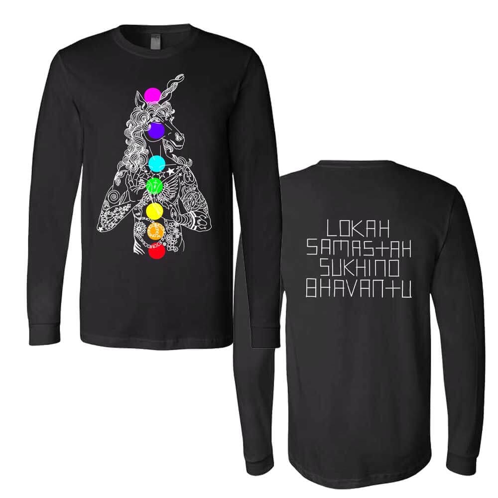 Unicorn Chakras Long Sleeve black T-Shirt