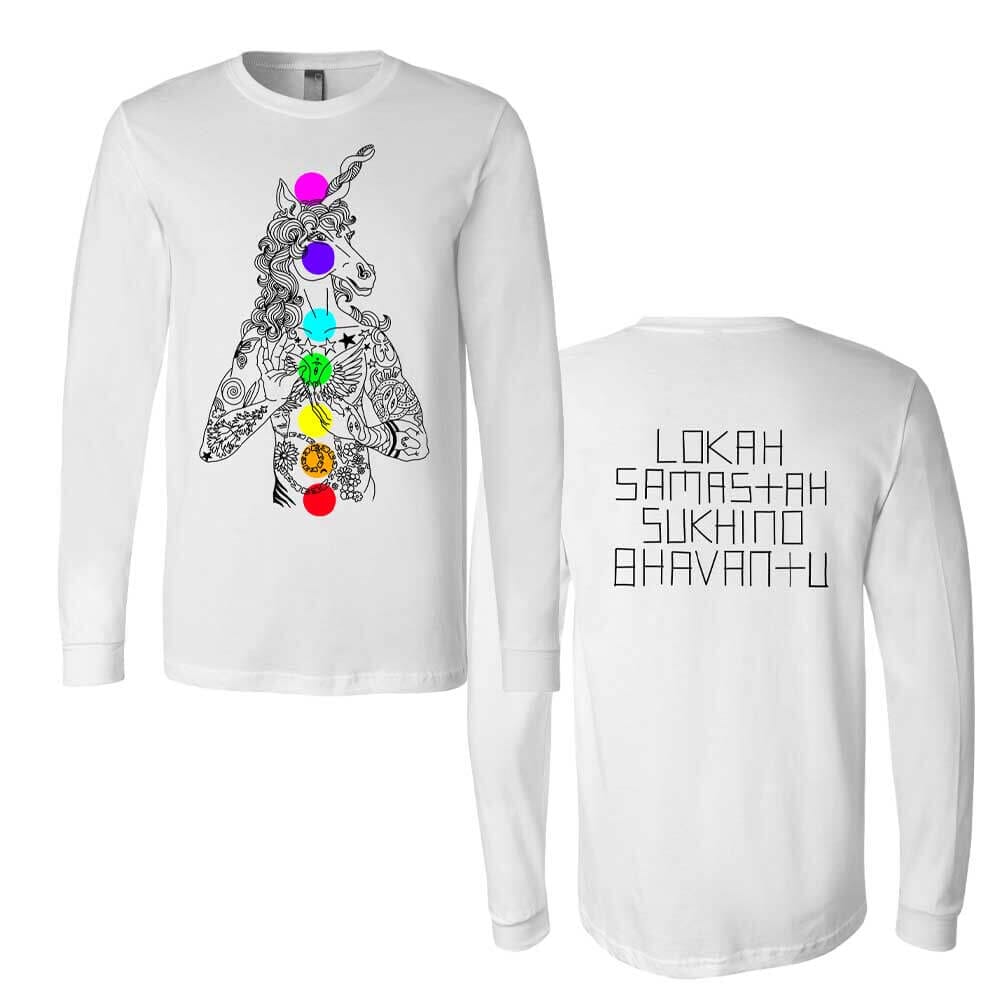 Unicorn Chakras White Long Sleeve T-Shirt