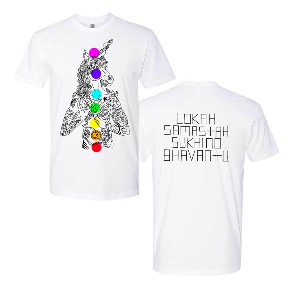 unicorn chakras graphic white short sleeve tee