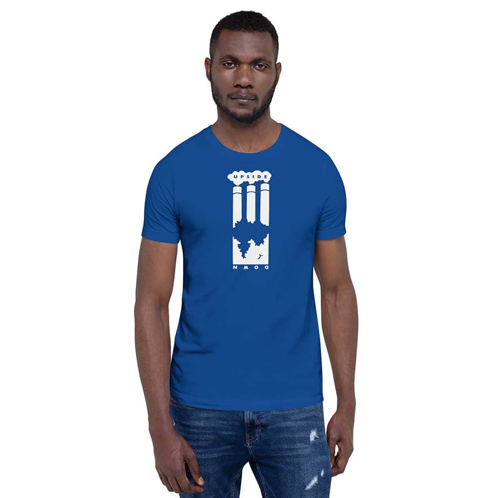 UPSIDE DOWN T-Shirt supporting Greenpeace royal blue on man