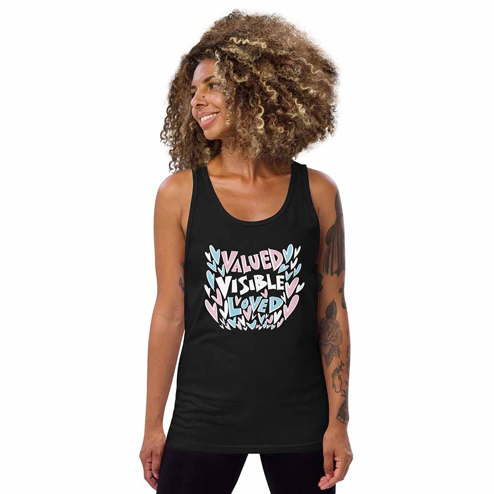 Valued Visible Loved Tank black on woman
