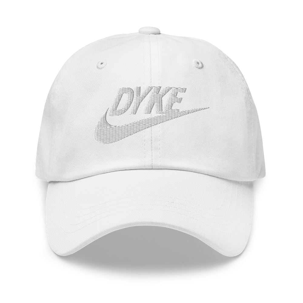 dyke sport twill dad hat white