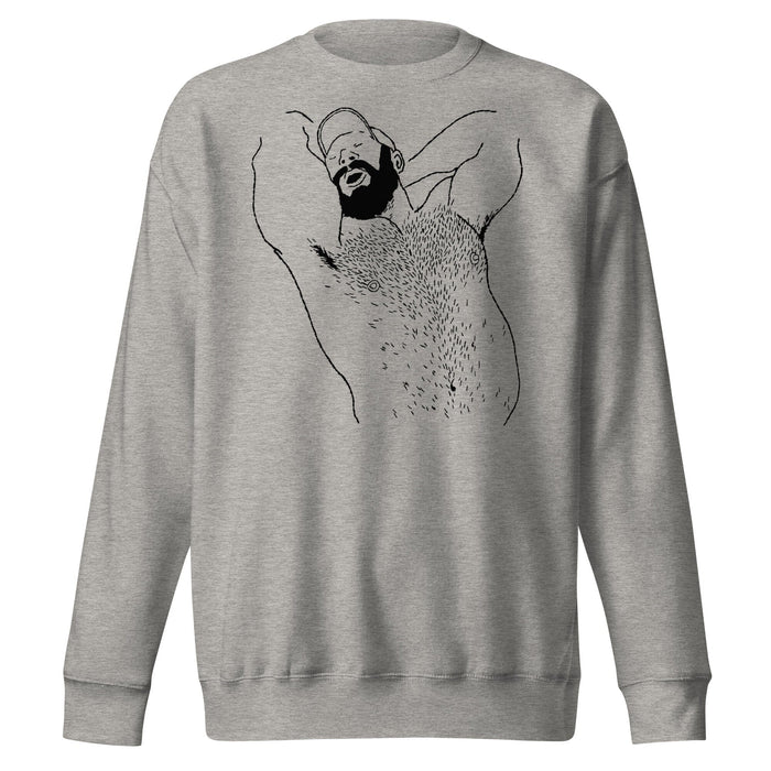 Kinky Needles Arms Up Bearded Bear Black Print Crew Sweatshirt