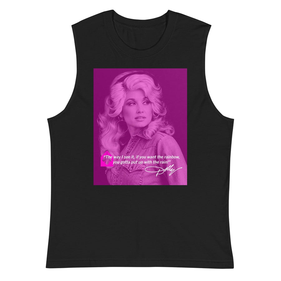 Dolly Parton Rainbow & Rain Sleeveless T-shirt supporting Imagination Library