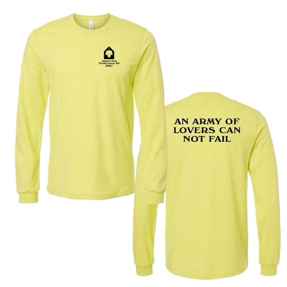 An Army of Lovers Cannot Fail neon yellow Long Sleeve T-shirt front and back