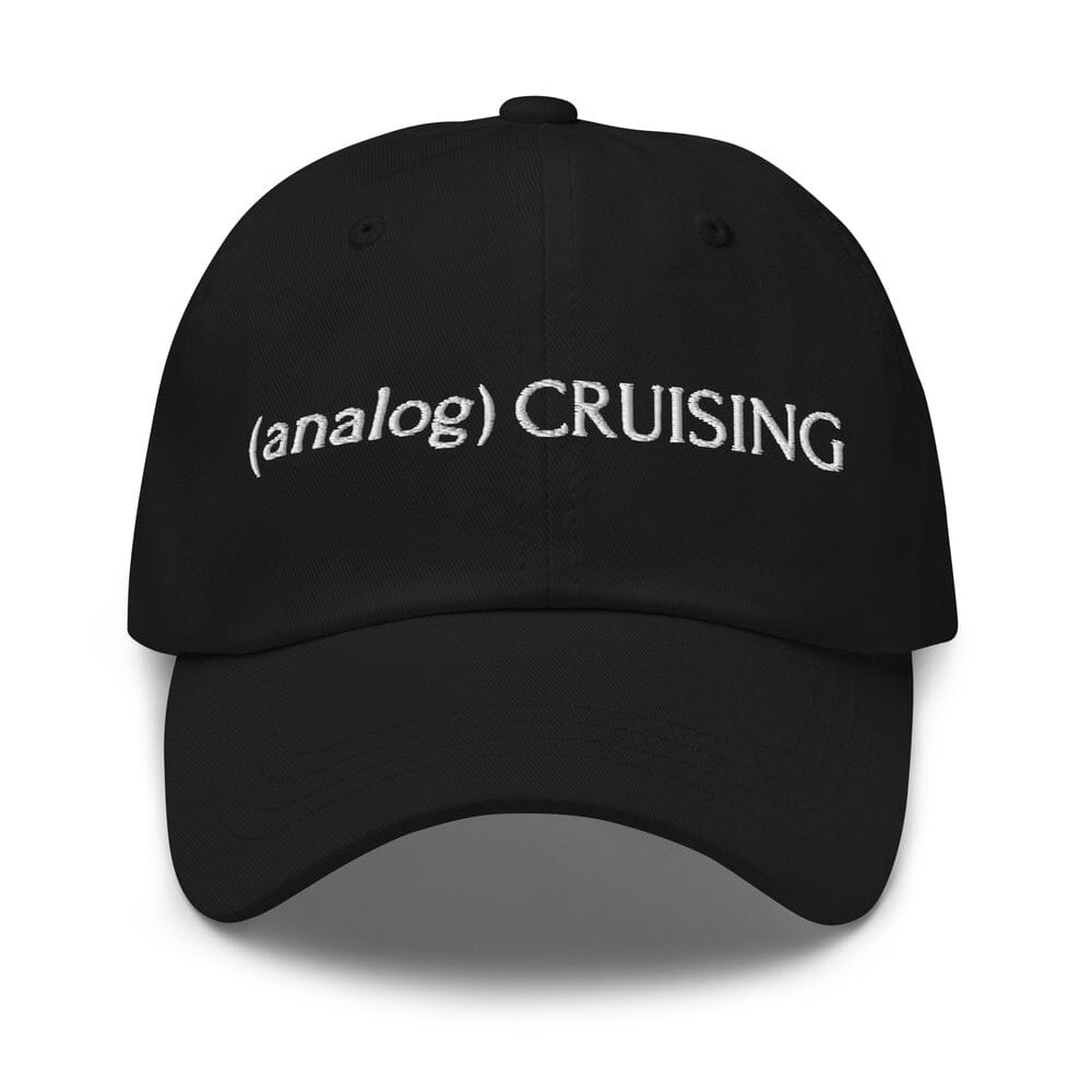 (analog) CRUISING black Classic Twill Dad Hat with white embroidery — Leo Herrera x Adam&
