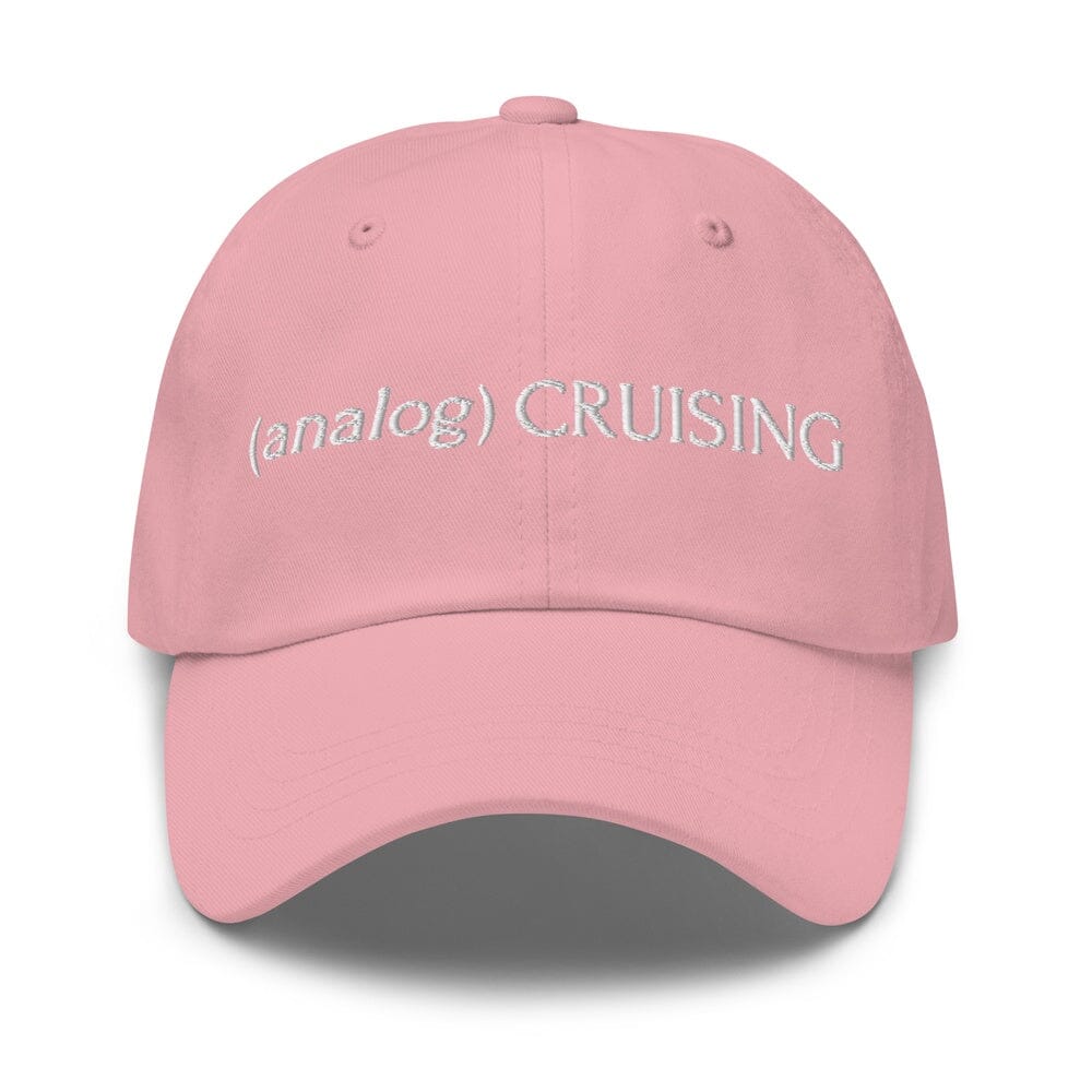 (analog) CRUISING pink Classic Twill Dad Hat with white embroidery — Leo Herrera x Adam&