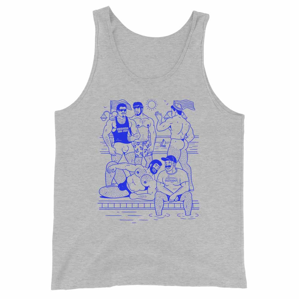 HEYBEEFCAKE Ptown Boatslip Tea Tank grey